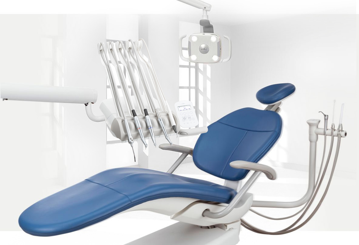 A-dec 300 dental chair package including dental light and delivery system