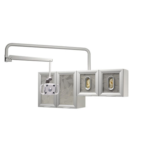 A-dec 500 LED dental light mounted to an A-dec Inspire dental cabinet