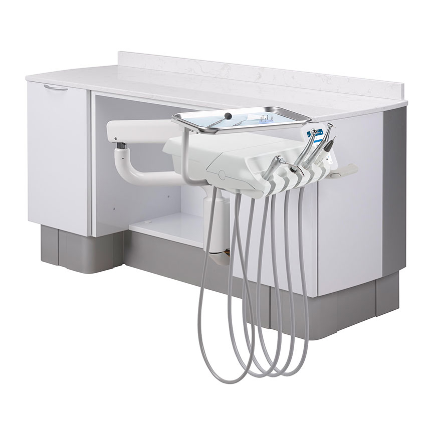 A-dec 300 Pro dental delivery system on side cabinet mount