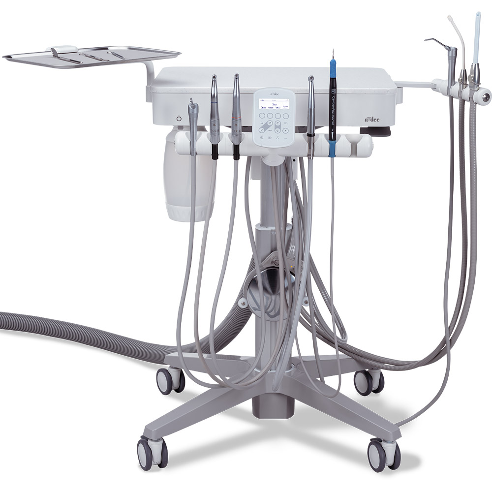 A-dec 343pro dental cart with tray and assistant's instrumentation