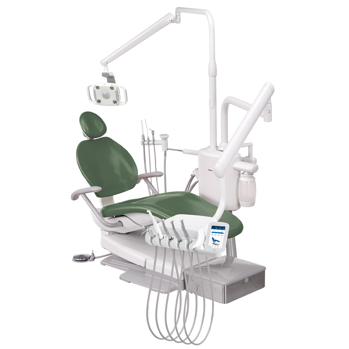 Support center-mounted A-dec 300 Pro delivery system on a white background