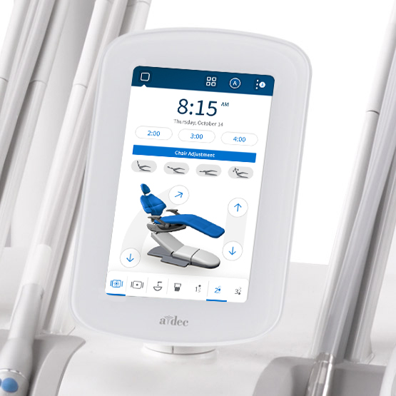 A-dec DS7 control touchscreen with dynamic simplicity