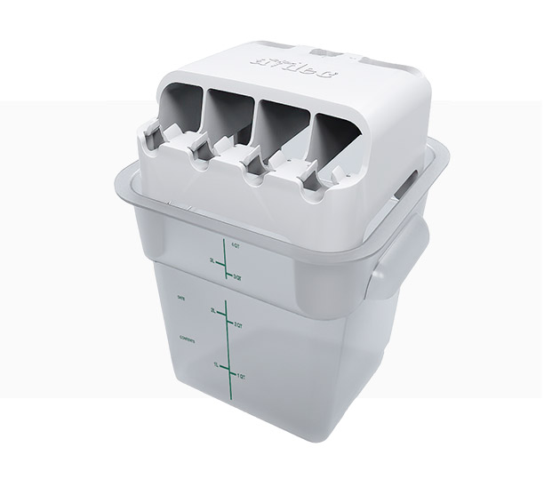 A-dec flush dock on top of a bucket