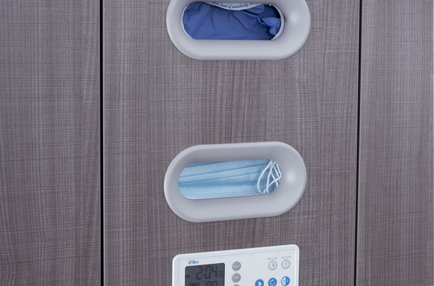 A-dec Inspire 391 hygiene console glove and mask dispensers
