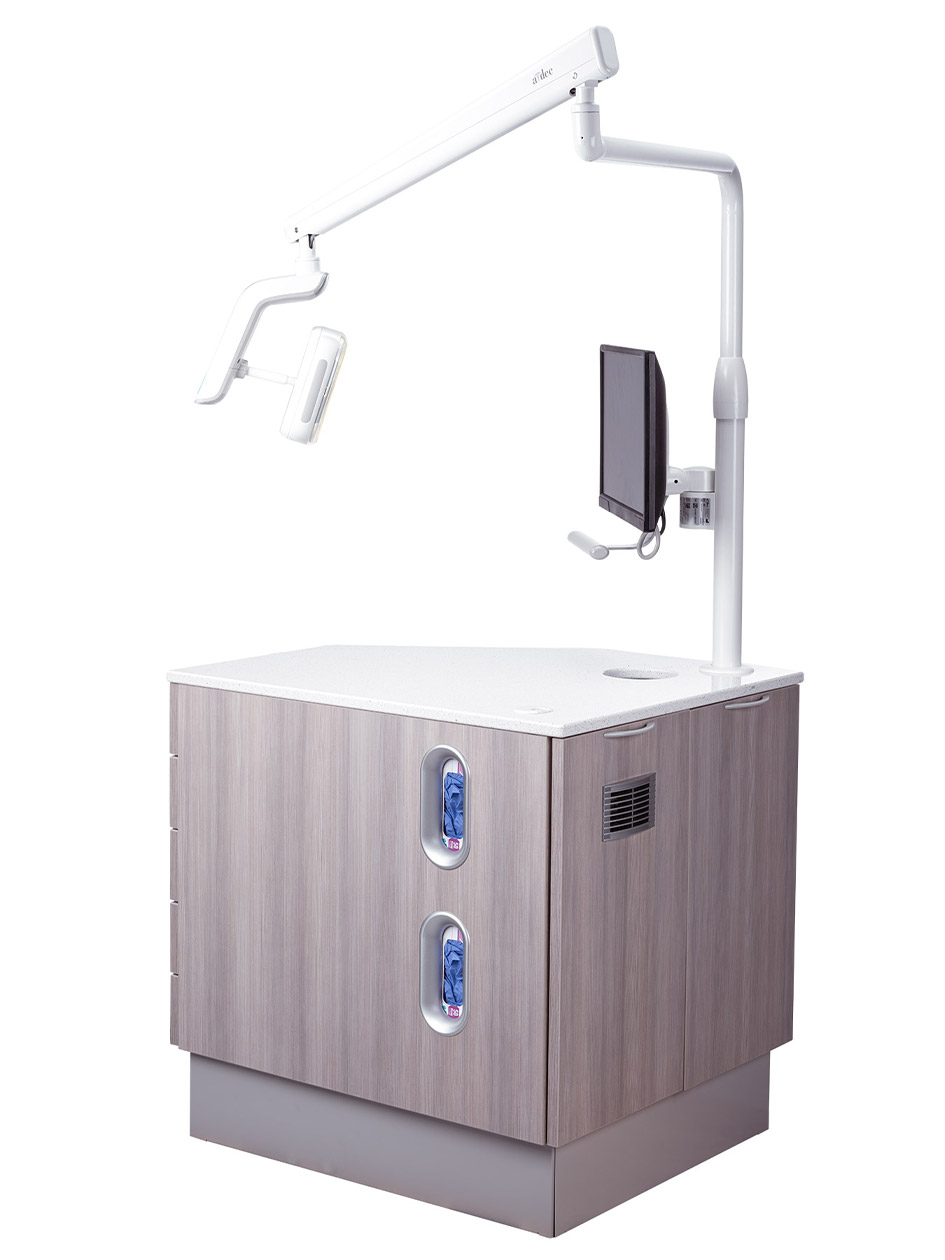 Rear view of the A-dec Inspire 397 specialty workstation