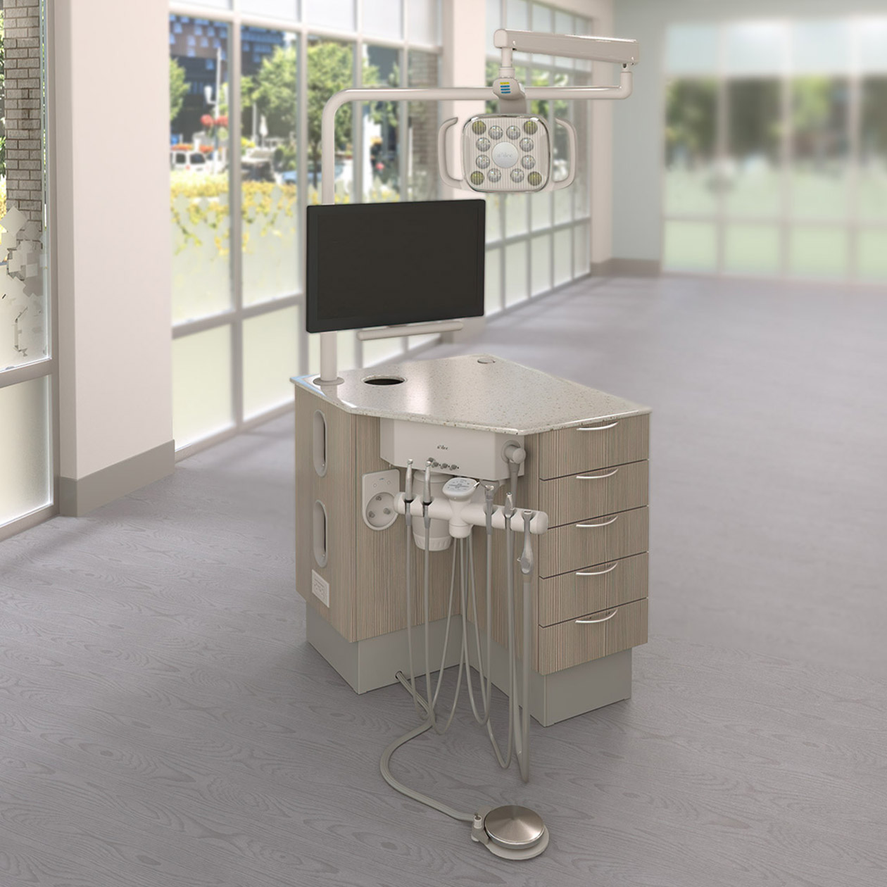 A-dec Inspire 397 specialty workstation in an orthodontist's office