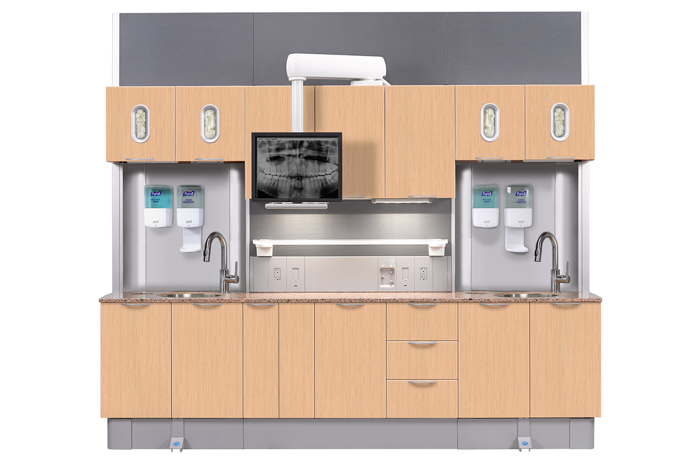 A-dec Inspire 592 central console with double sinks