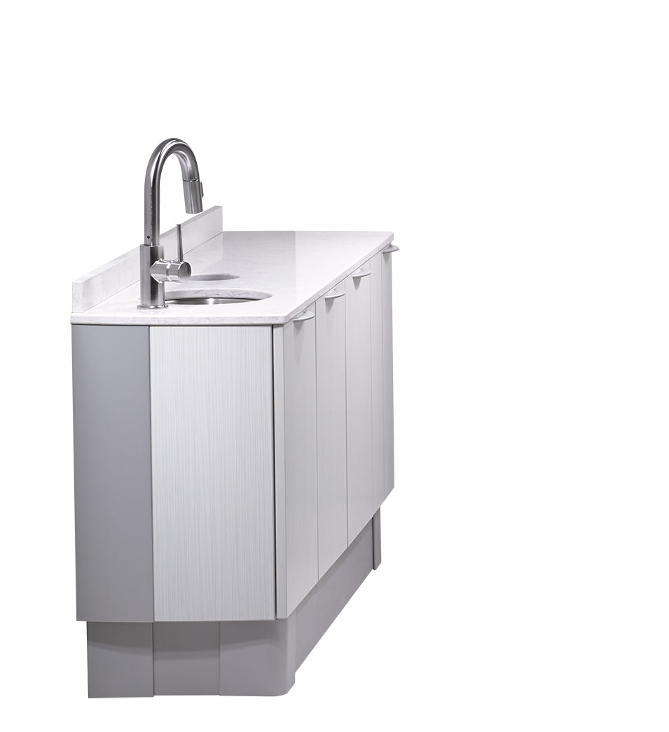 Side view of A-dec Inspire 593 lower side console in designer white