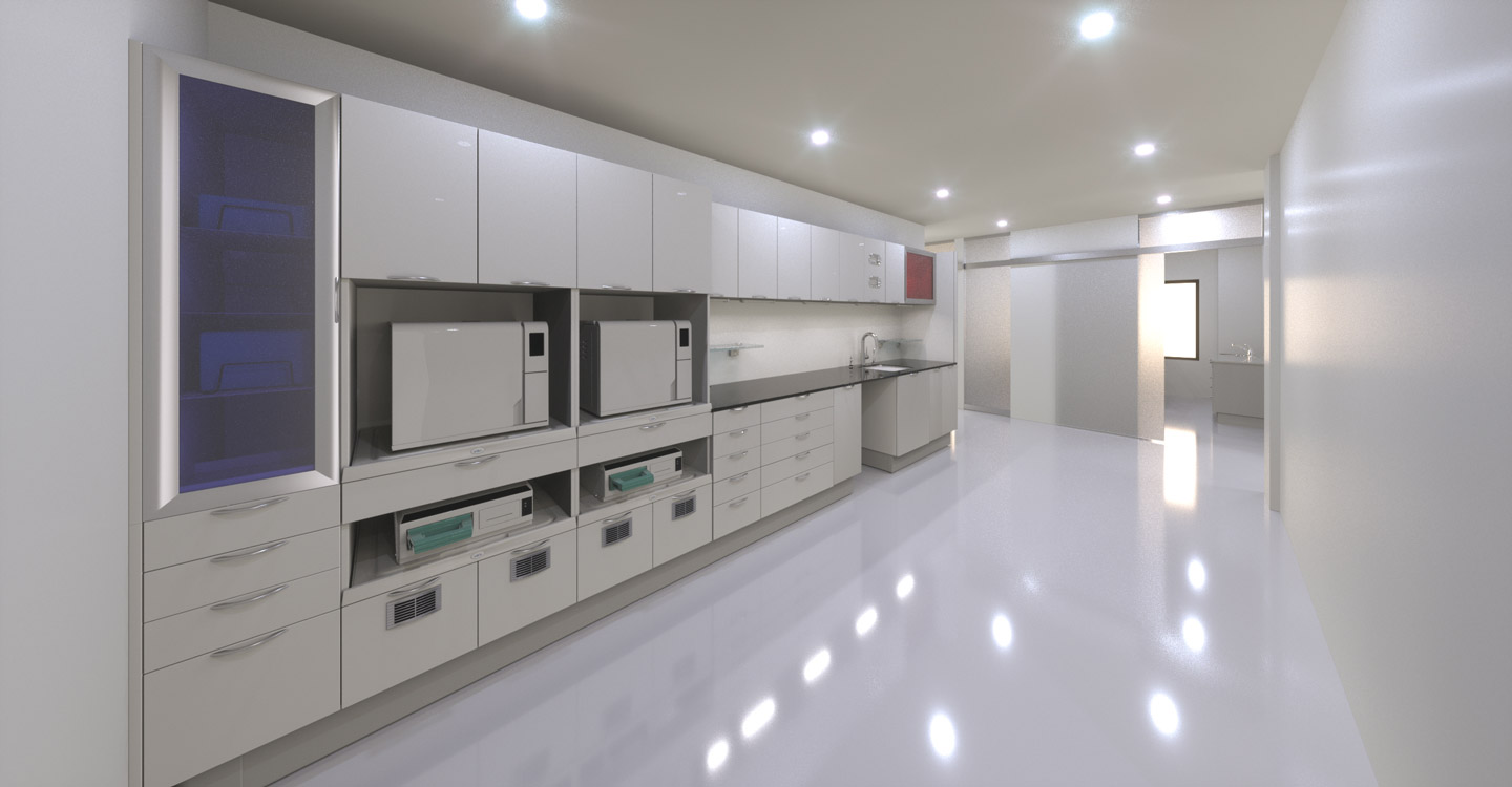 A-dec Inspire sterilization center in a dental school