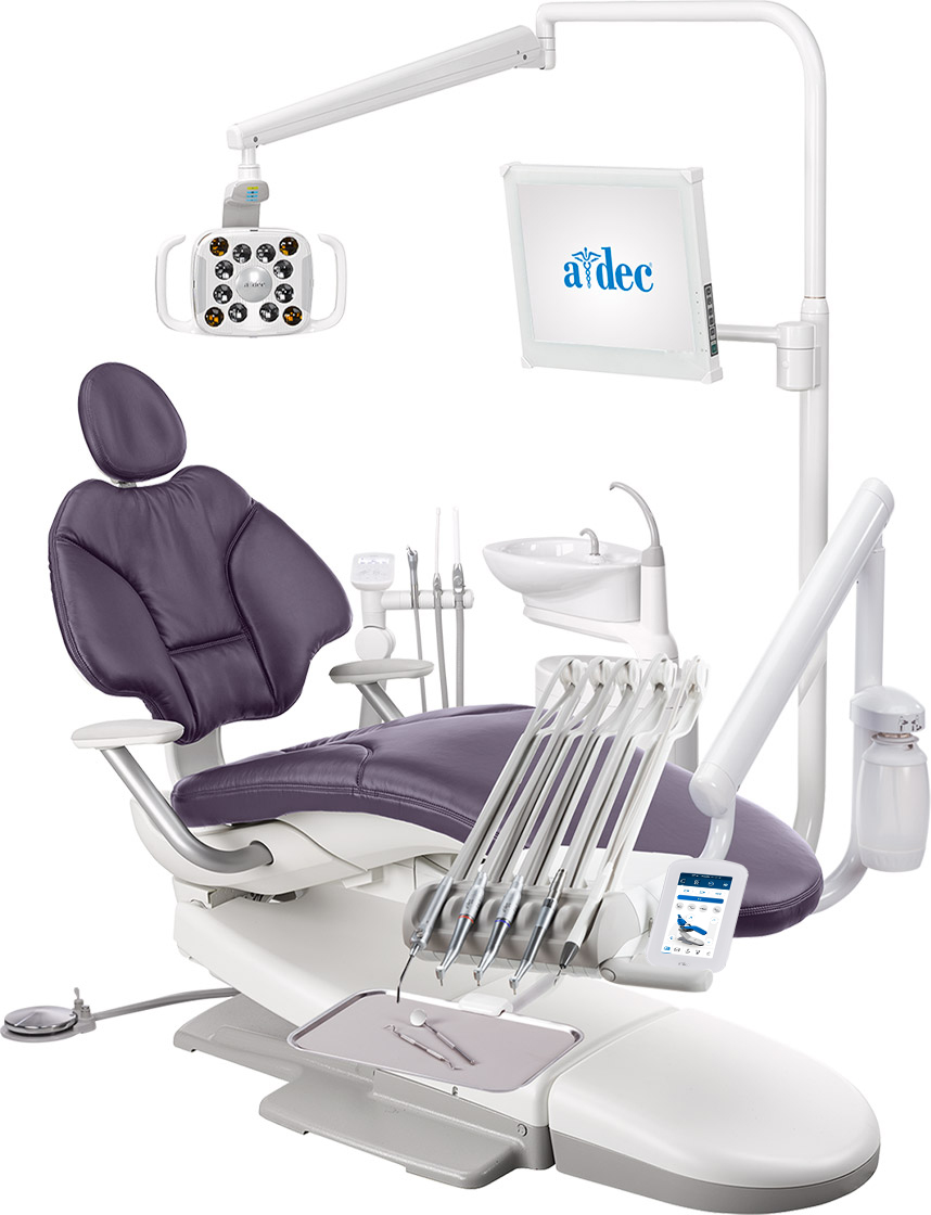 A-dec 333 Continental delivery system mounted on an A-dec 411 dental chair
