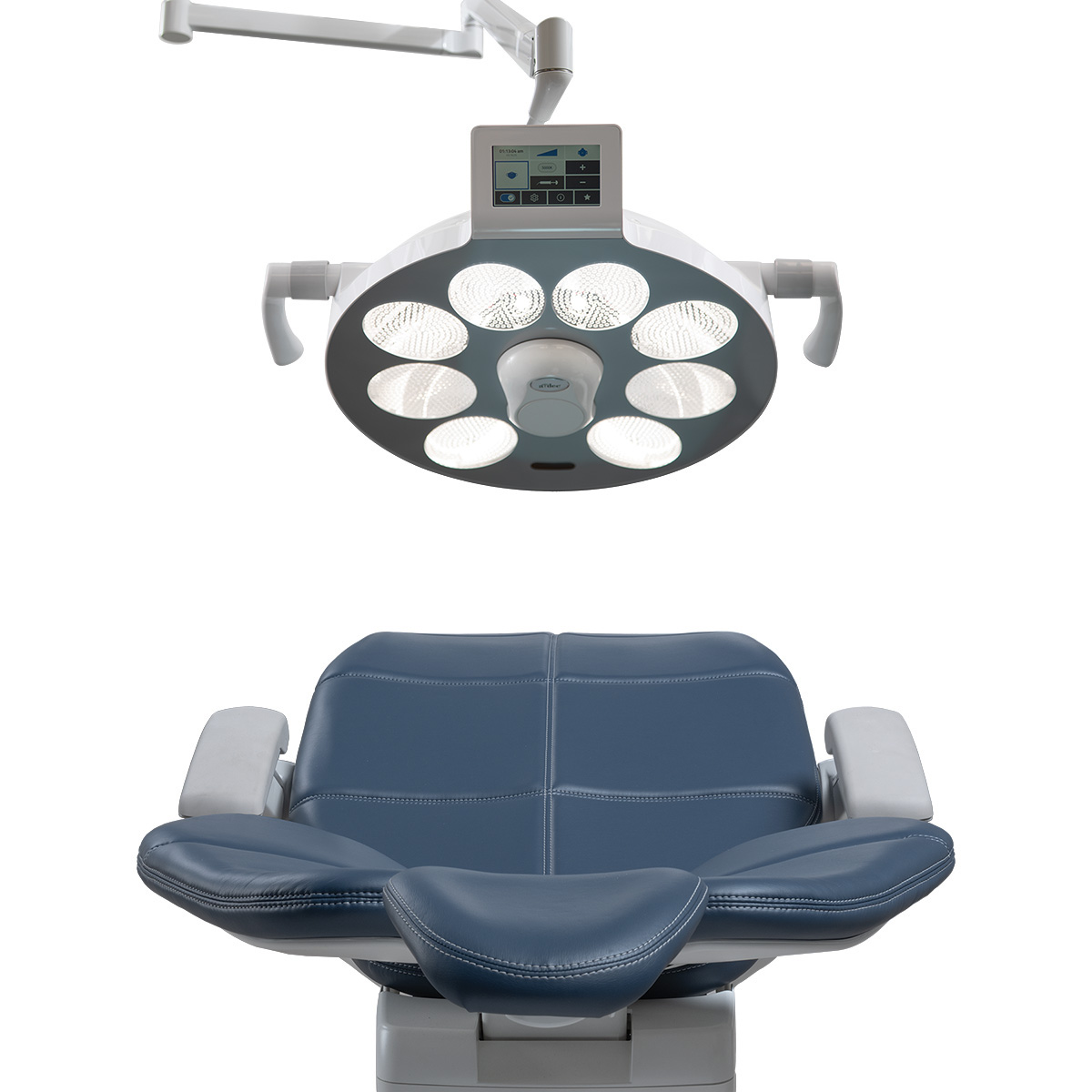 A-dec surgical light above an A-dec dental chair