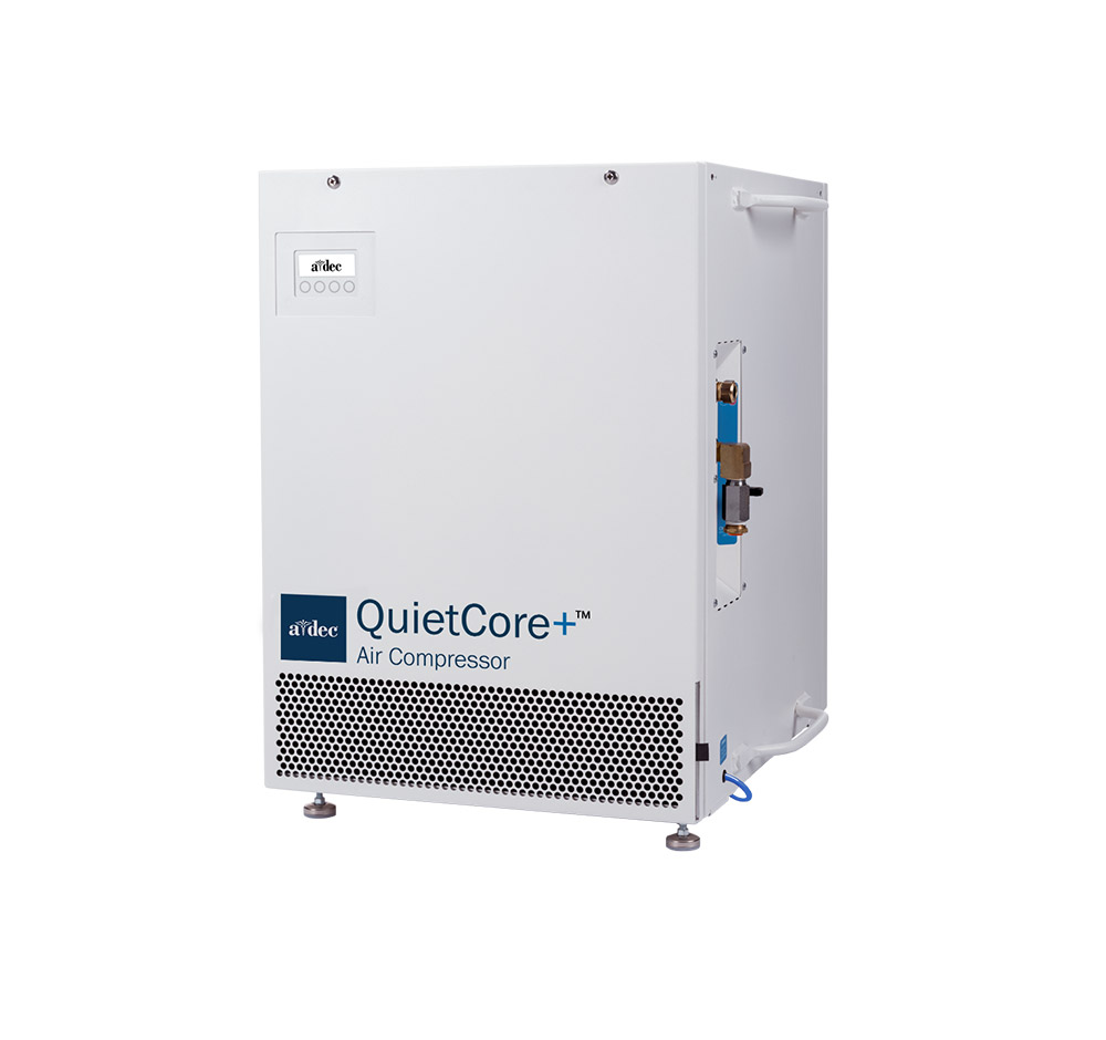 A-dec QuietCore+ air compressor on white background