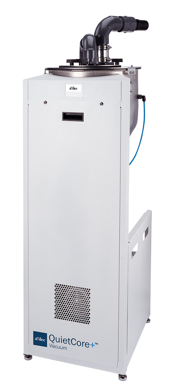 A-dec QuietCore+ dental dry vacuum angled to the left