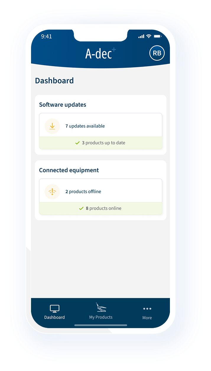 View your clinic on the A-dec+ mobile app
