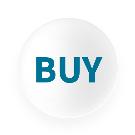 The word BUY in dark blue text on a white circle