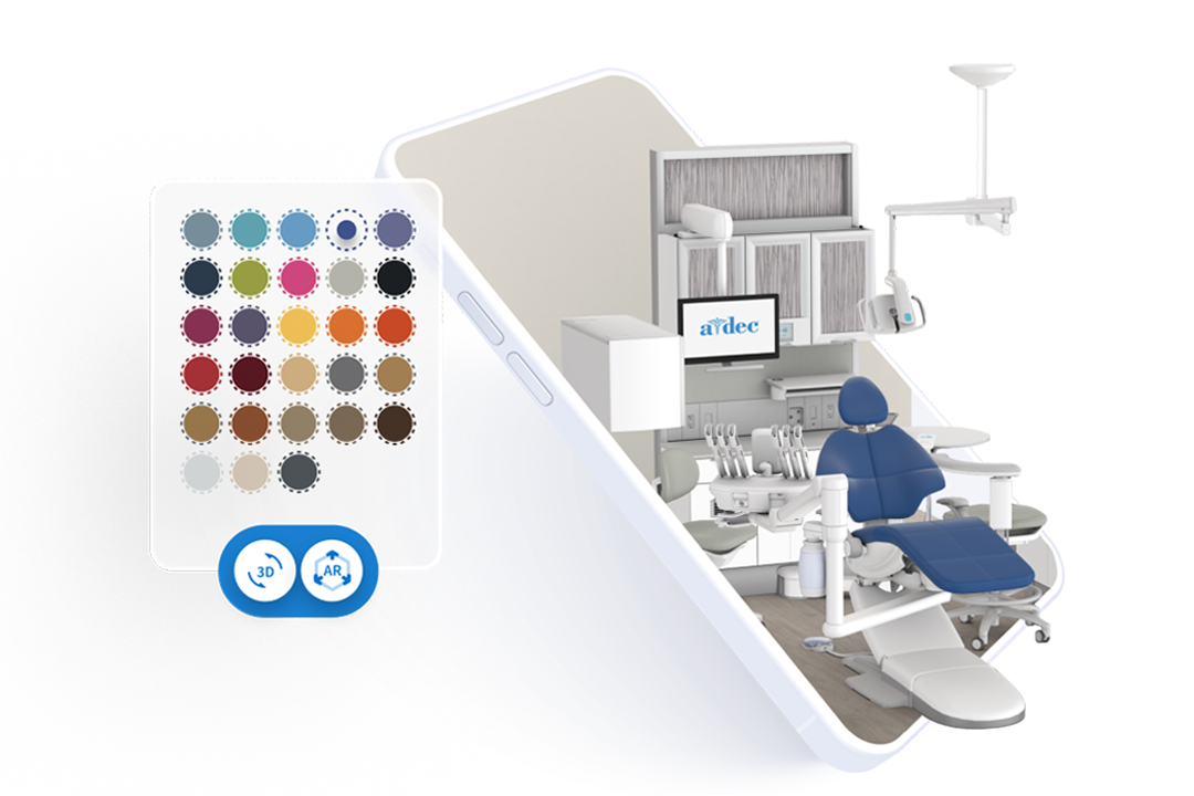 Phone displaying 3D assets and a color palette