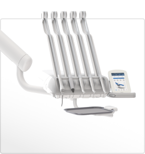 3D model of an A‑dec 334pro Continental delivery system on a support center