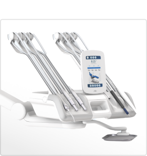 3D model of an A‑dec 533pro Continental delivery system on a chair mount