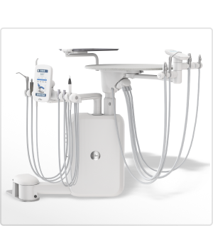 3D model of an A‑dec 541pro 12 o'clock duo cabinet mounted delivery system