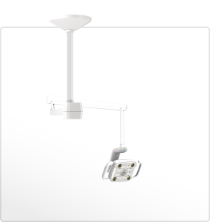 3D model of an A‑dec 576 ceiling mounted dental light